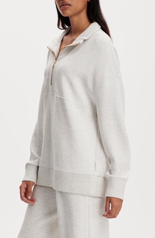 Varley Molly Longline Doublesoft® Half Zip Sweatshirt In White
