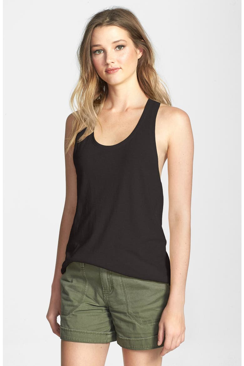 Cotton Blend Racerback Tank, Main, color, BLACK