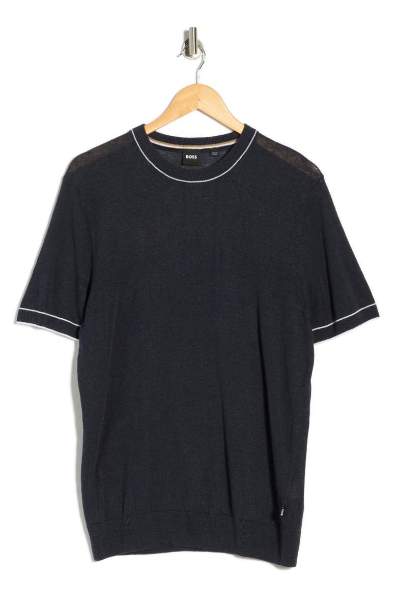 BOSS Jiovanni Linen Blend T-Shirt, Alternate, color, Dark Blue