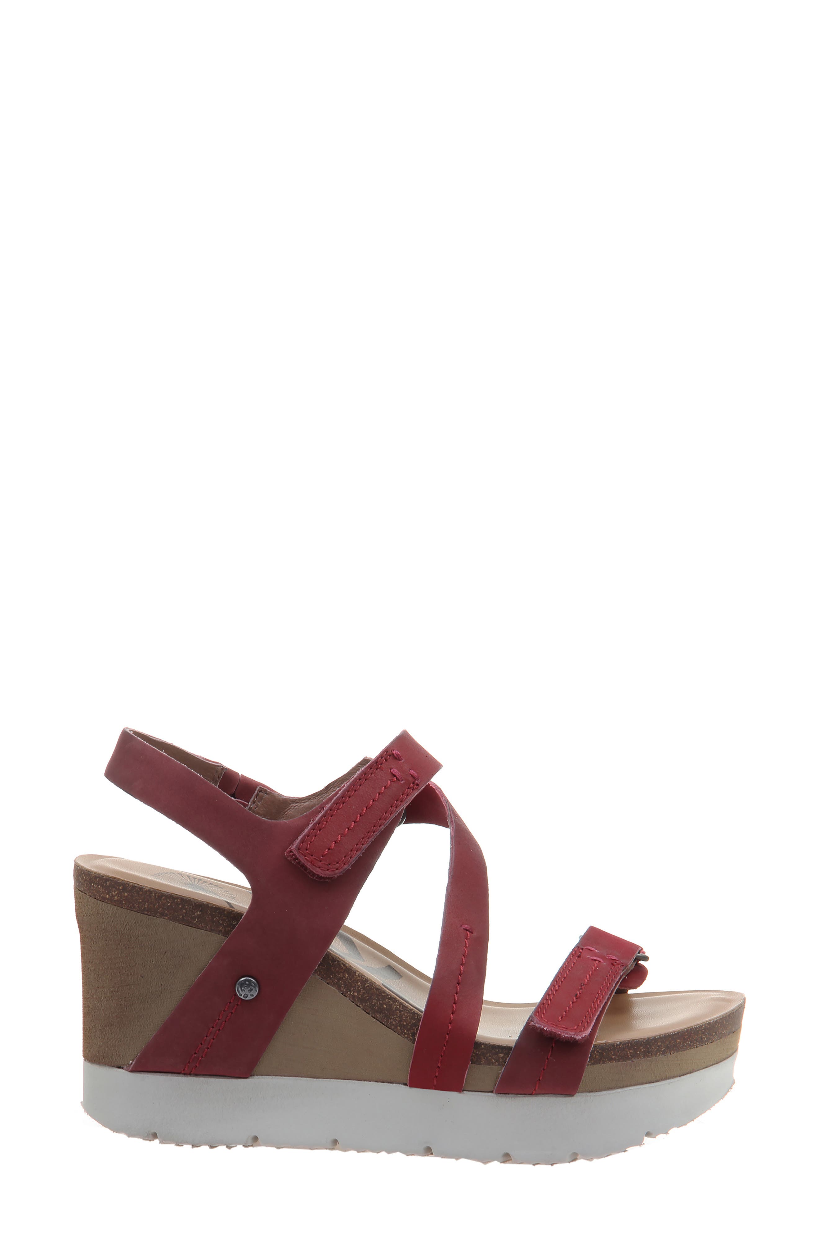 Wavey Wedge Sandal, Alternate, color, HUNTING RED NUBUCK LEATHER