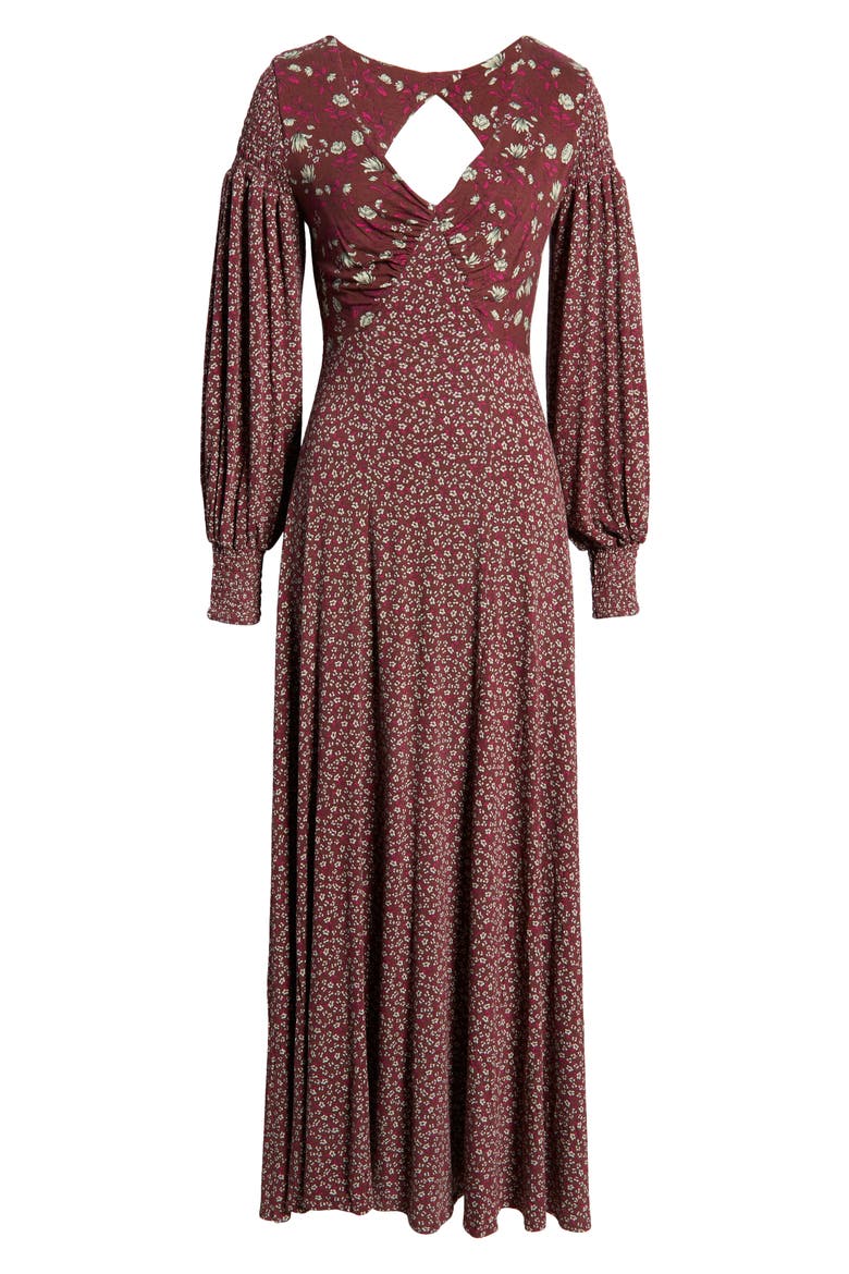 Love Story Long Sleeve Maxi Dress, Alternate, color, RAISIN COMBO