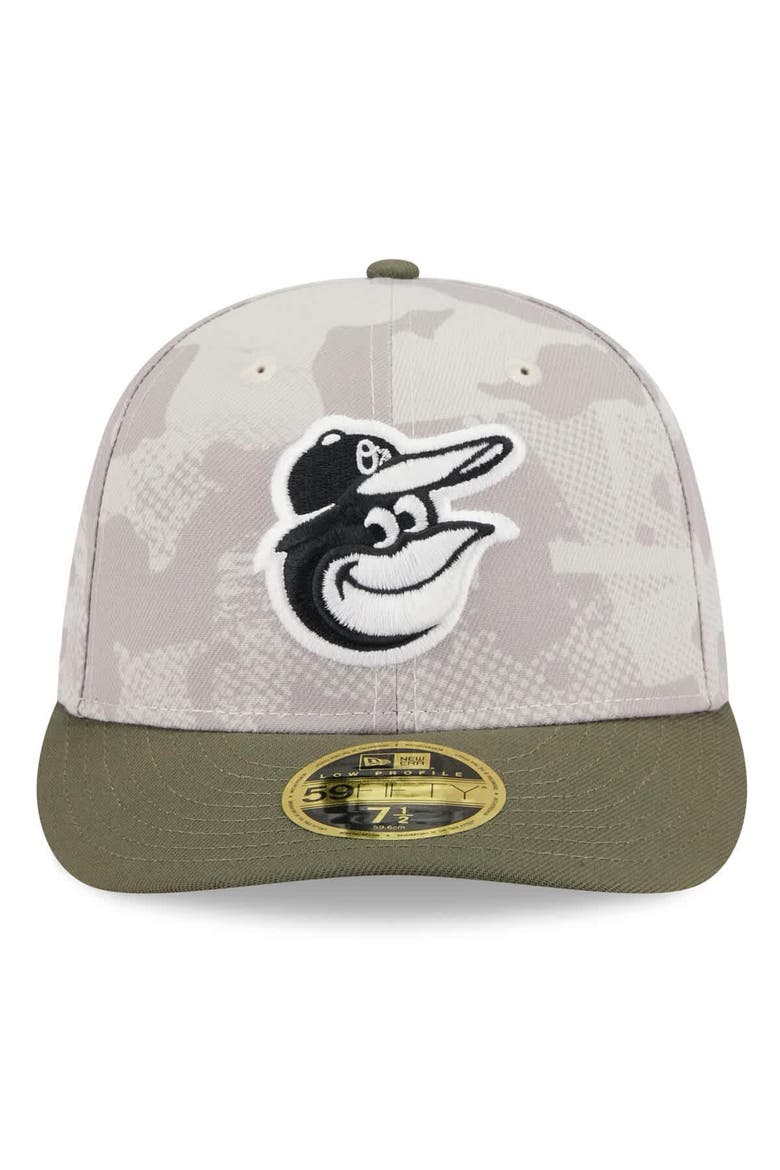Men's New Era Light Beige/Olive Baltimore Orioles 2025 Armed Forces Day Low Profile 59FIFTY Fitted Hat, Alternate, color, Light Beige