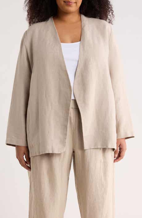 Open Front Organic Linen Jacket