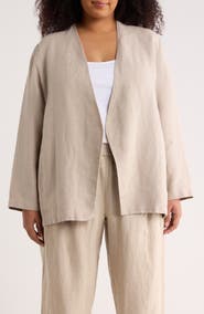 Eileen Fisher Open Front Organic Linen Jacket