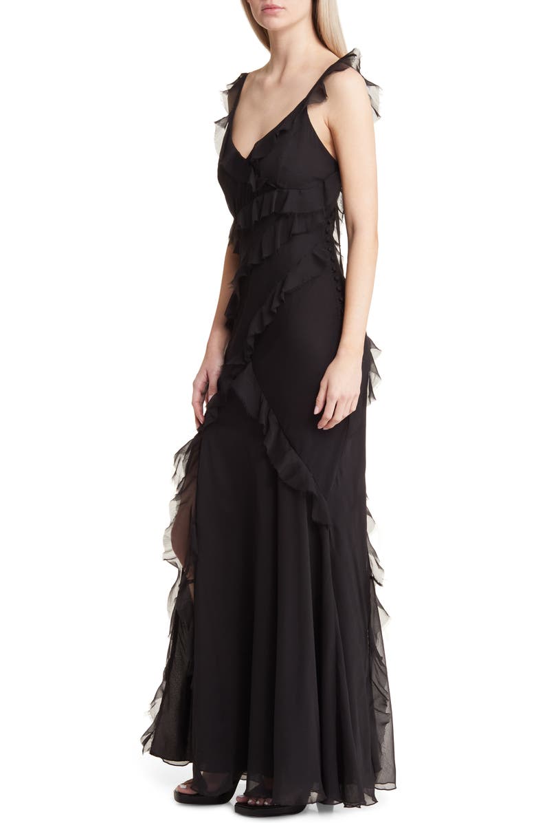 Topshop Ruffle Frill Maxi Dress, Alternate, color,