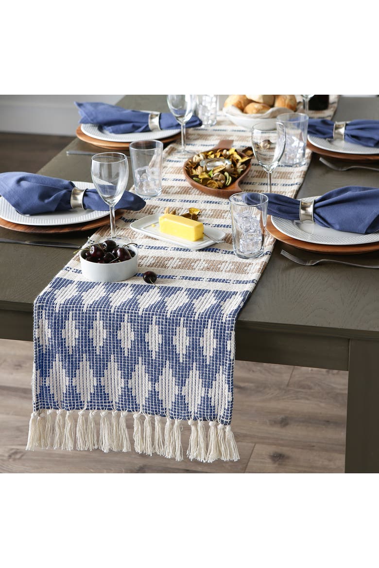 French Blue/Stone Colby Southwest Table Runner, Alternate, color, French Blue
