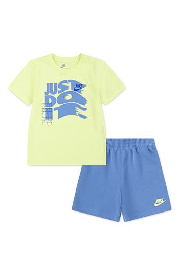 Nike Kids' On The Move Graphic T-shirt & French Terry Shorts Set In Blue