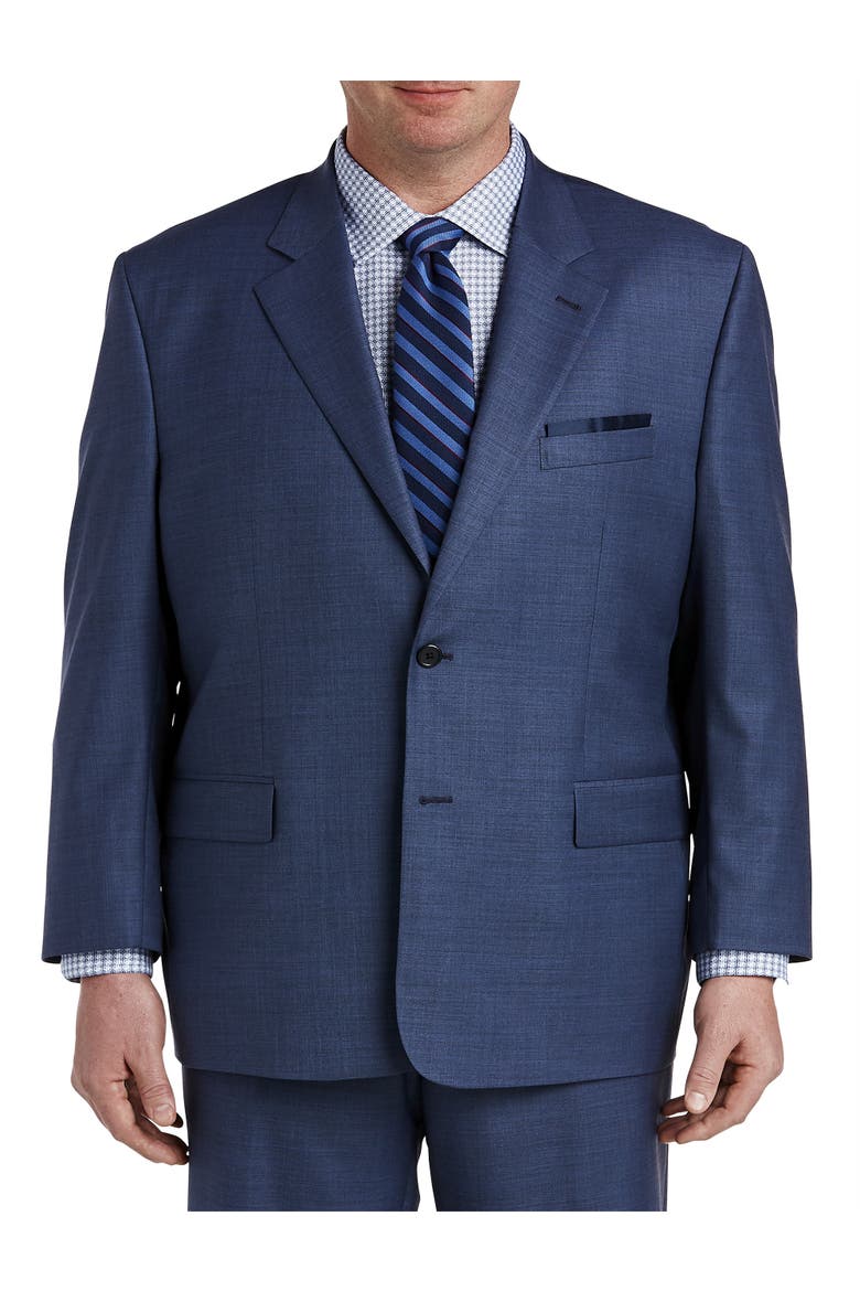 Big & Tall Jacket-Relaxer Sharkskin Suit Jacket, Main, color, NAVY