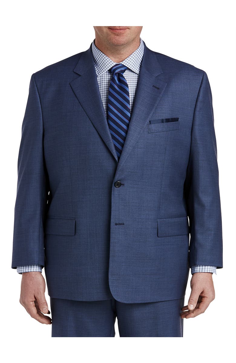 Oak Hill Premium by DXL Big & Tall Jacket-Relaxer Sharkskin Suit Jacket, Main, color, Navy