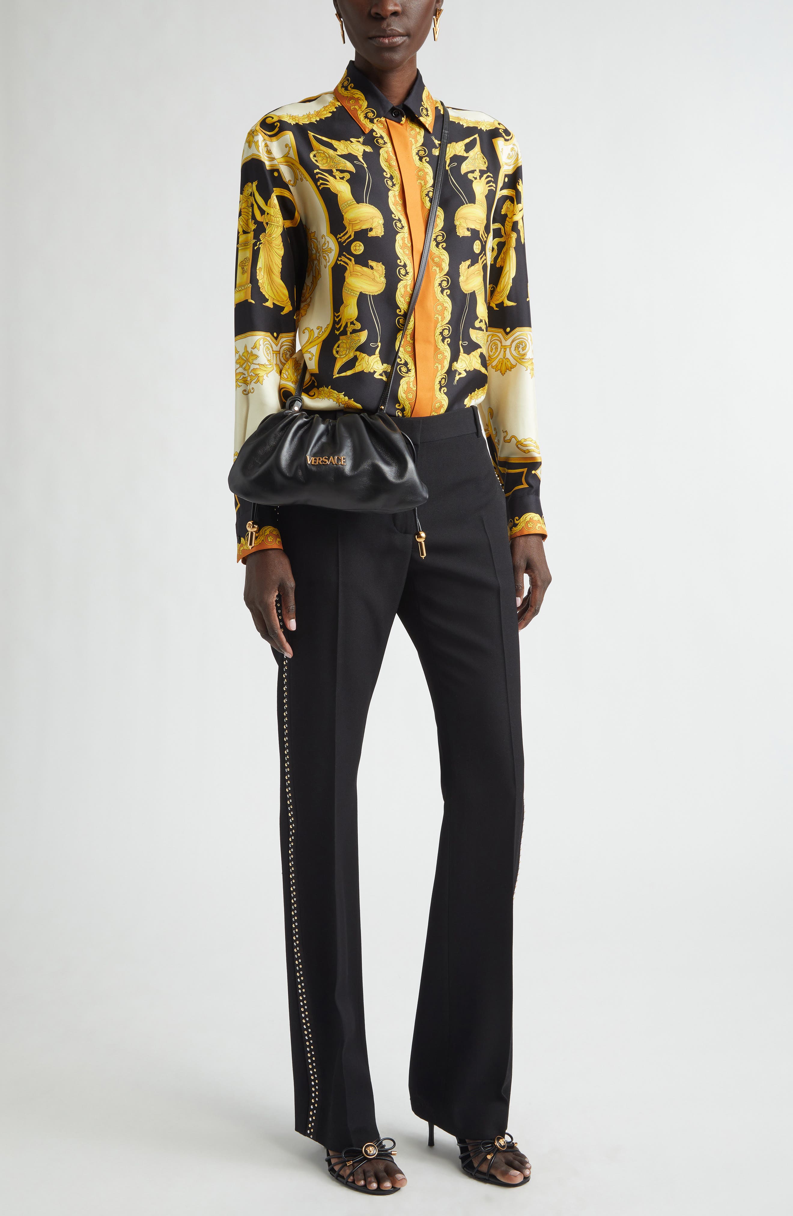 Studded Wool Grain de Poudre Bootcut Pants - image 2