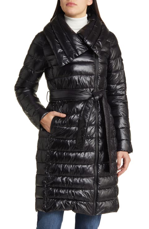 Asymmetric Belted Puffer Coat
