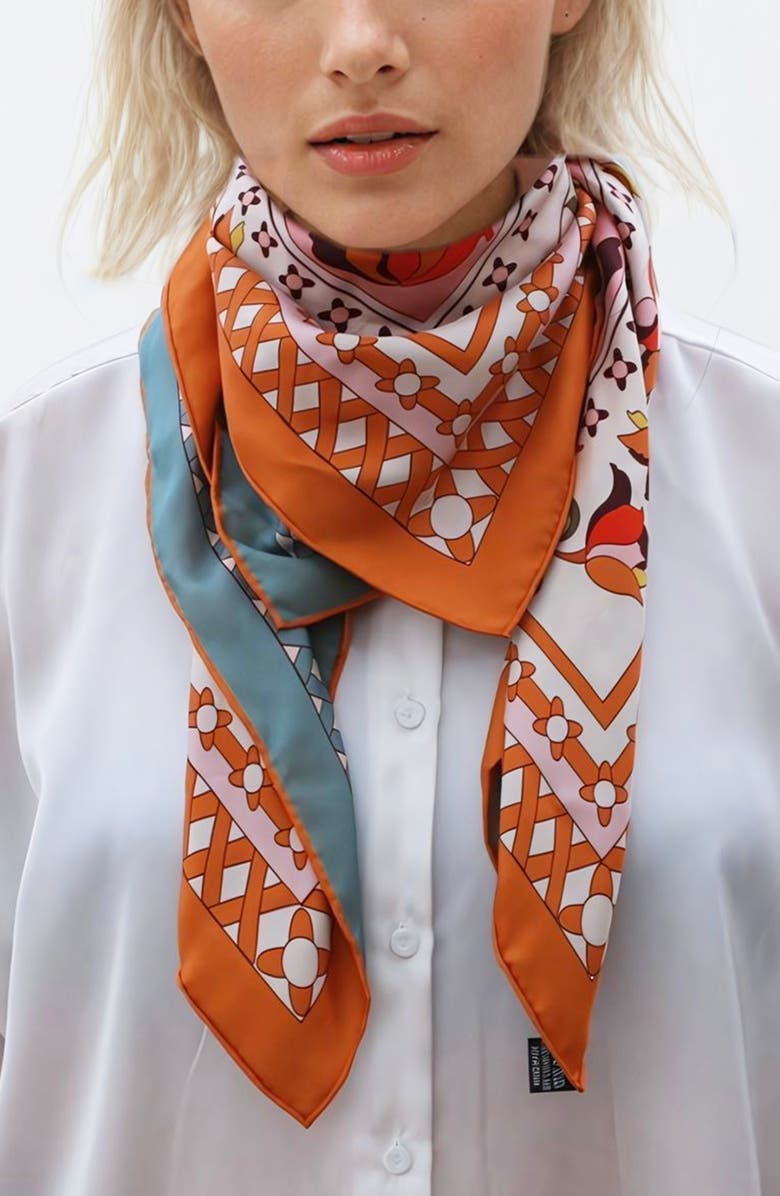 Jessie Zhao New York Double Sided Silk Scarf of Tropical Love, Alternate, color, 