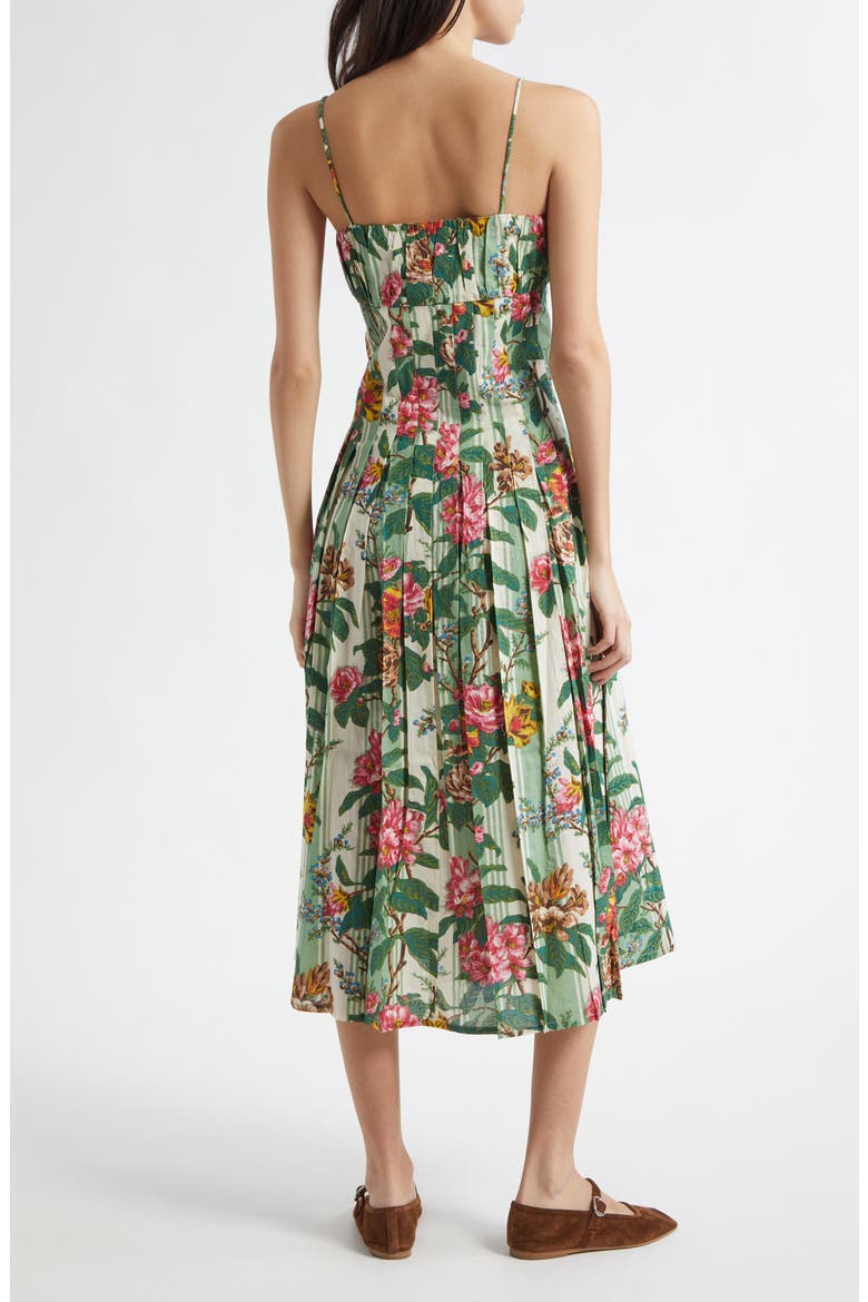 Tully Floral Pleated Cotton Midi Sundress, Alternate, color, GARDEN STRIPE