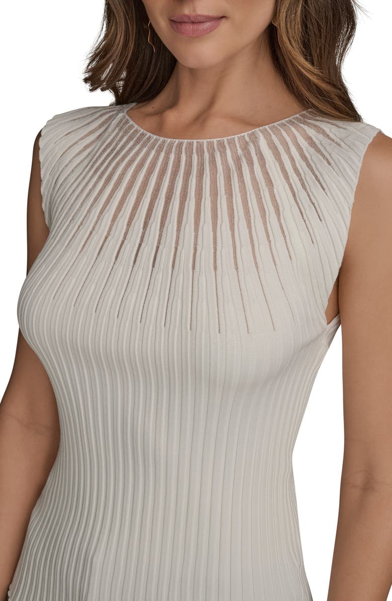 Donna Karan New York Illusion Yoke Sleeveless Sweater, Alternate, color, Cream