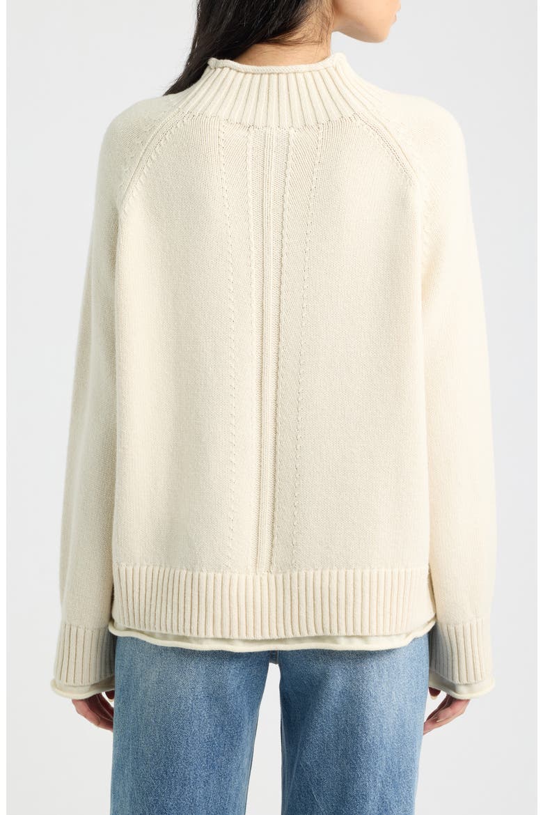Hazel Roll Neck Cotton & Wool Sweater, Alternate, color, IVORY