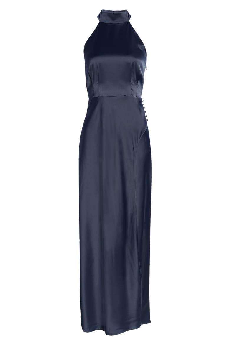 Cora Mock Neck Slit Front Maxi Dress, Alternate, color, INK