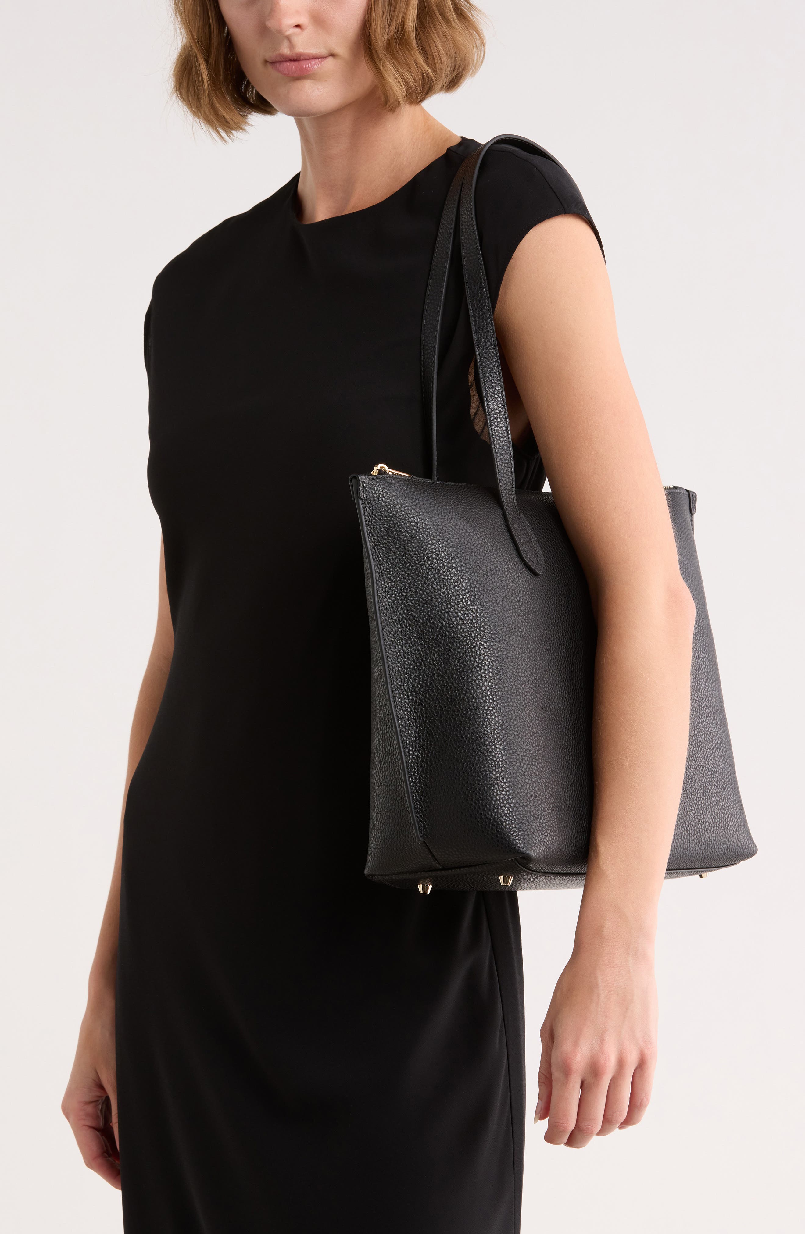 Furla Classic Medium Leather Tote, Alternate, color, Nero
