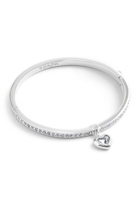 Heart Charm Pavé Bangle Bracelet