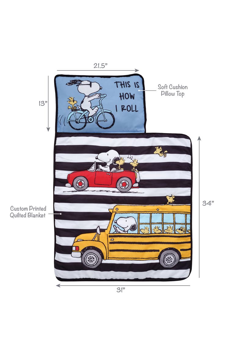 Snoopy & Woodstock Peanuts Transportation Toddler Nap Mat, Alternate, color, Blue