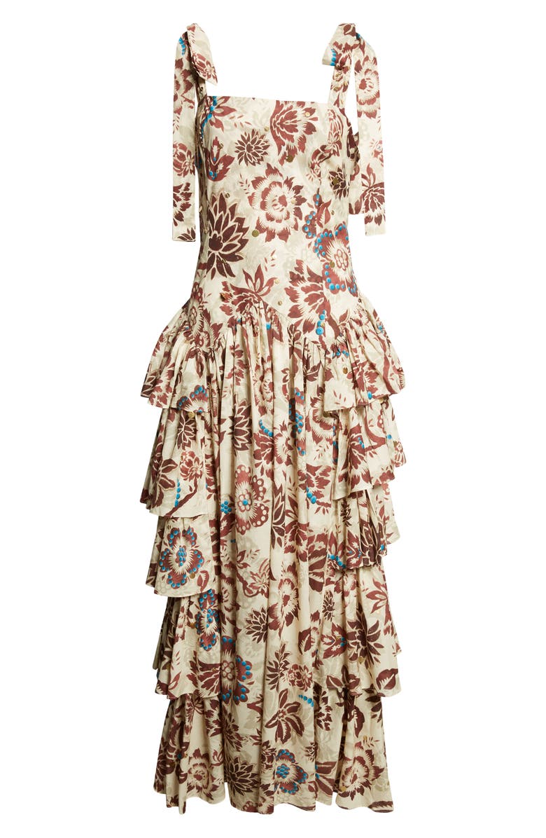 Siedrés Mindy Floral Tiered Ruffle Maxi Dress, Alternate, color, Red Multi