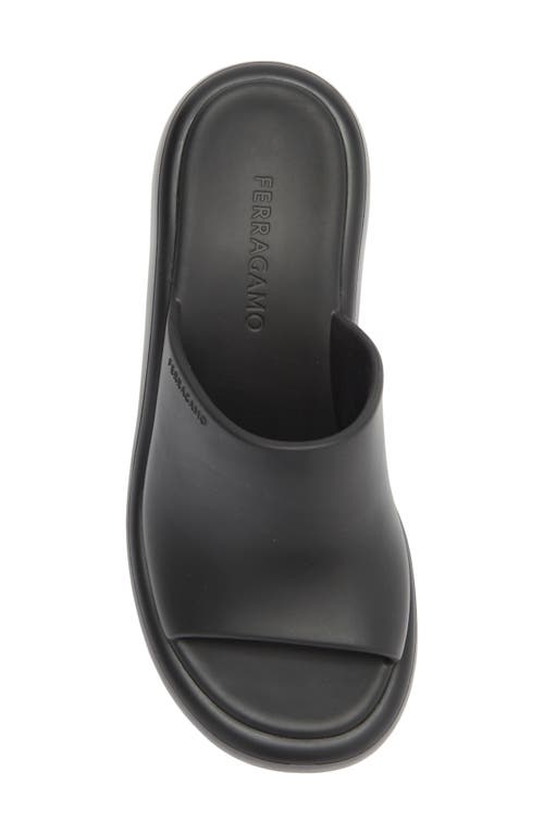 Ferragamo Deva Platform Slide Sandal In Black