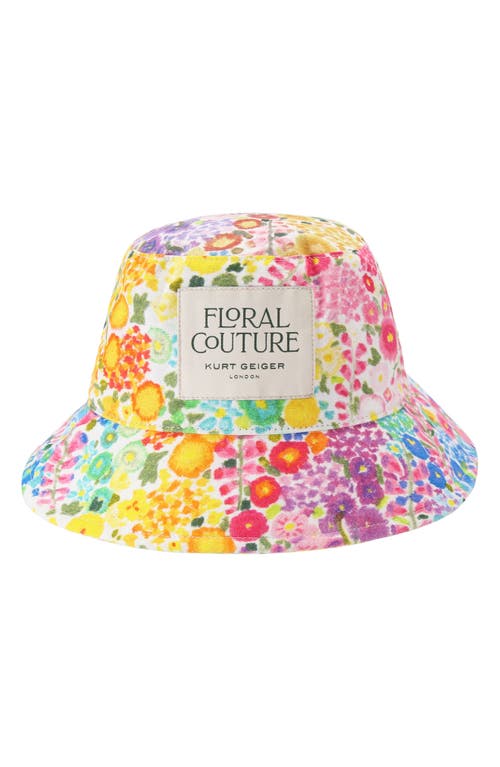 Kurt Geiger London Floral Couture Bucket Hat In Yellow Multi