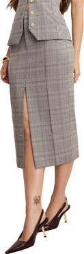 Good American Plaid Midi Skirt