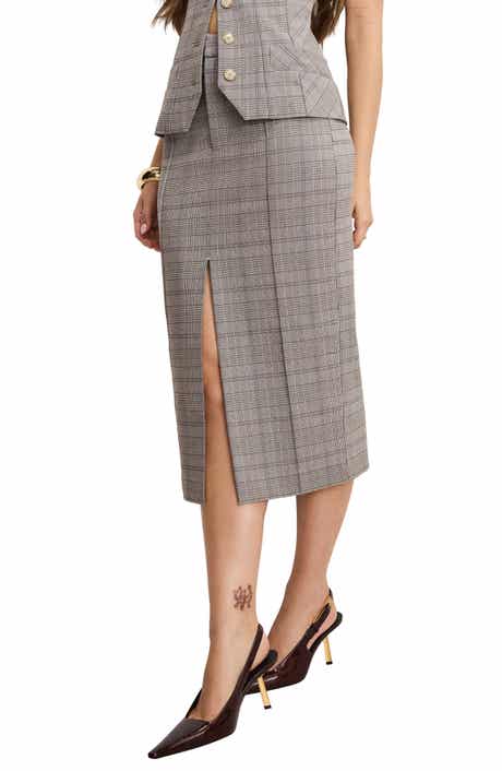 Good American Plaid Midi Skirt