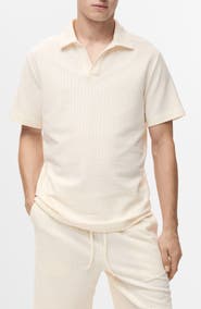 MANGO Seersucker Johnny Collar Polo