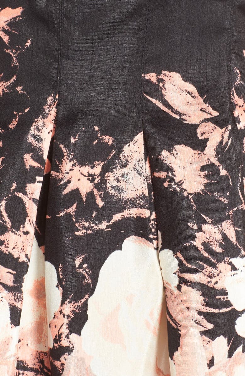 Chetta B Floral Print Shantung Fit & Flare Dress, Alternate, color, 