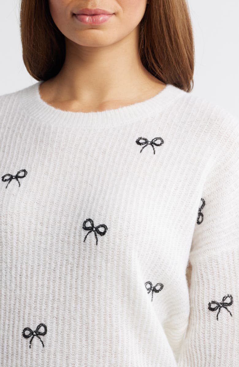 vineyard vines Bow Embellished Alpaca Blend Crewneck Sweater, Alternate, color,