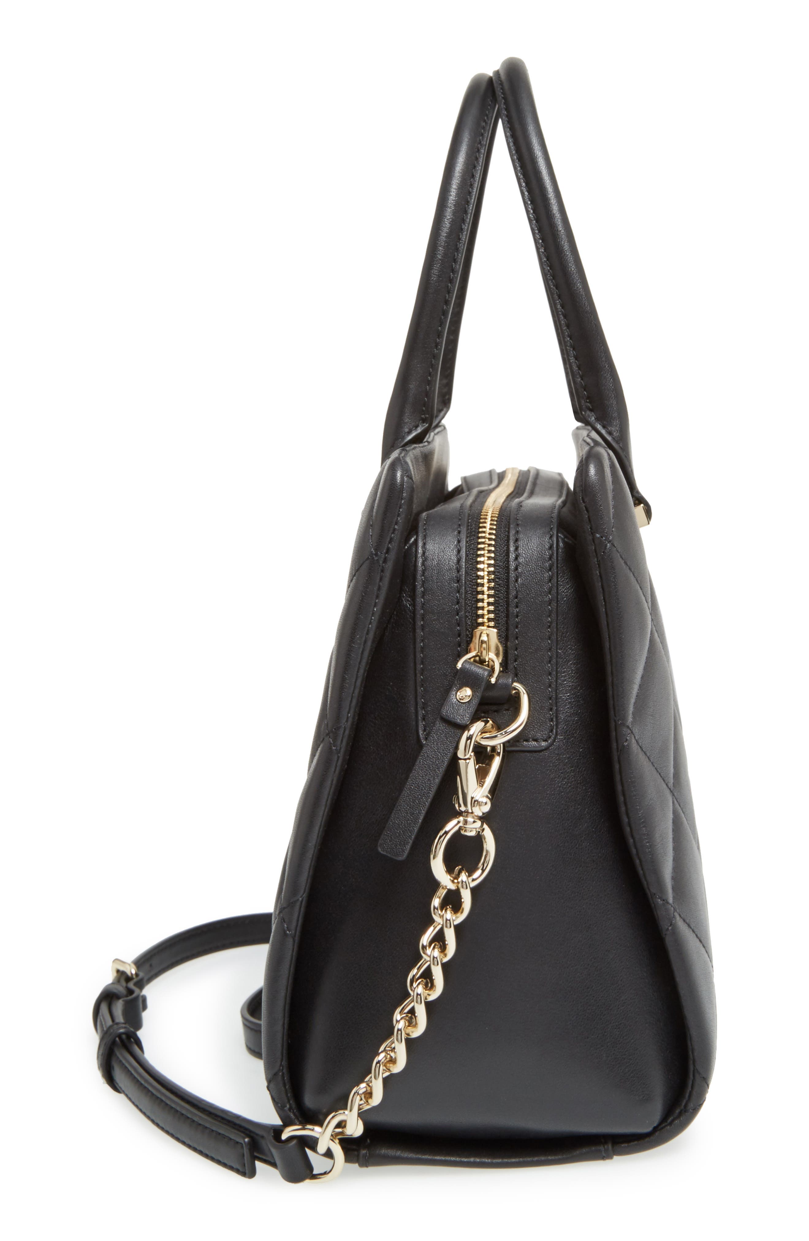 Kate Spade New York emerson place - olivera quilted leather satchel, Alternate, color, Black