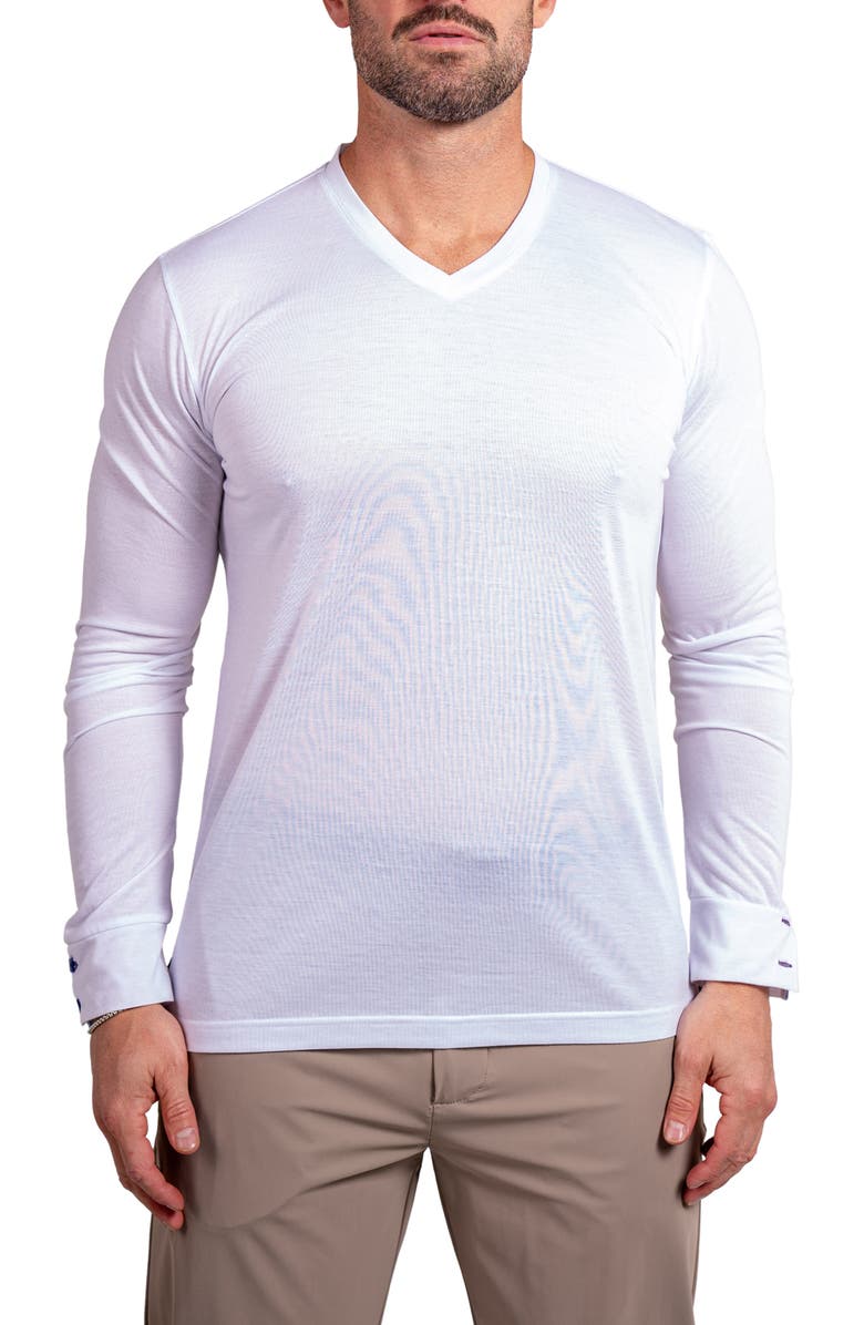 Maceoo Edison Ascension V-Neck Long Sleeve T-Shirt, Main, color, White