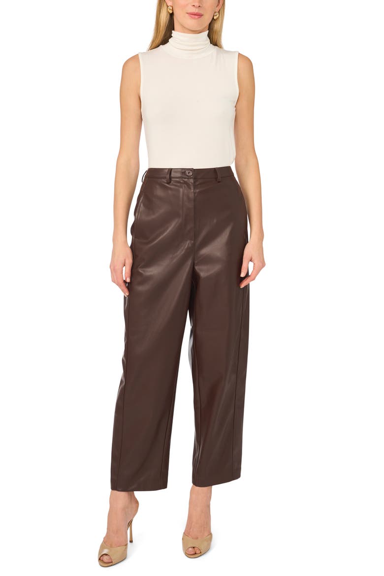 Barrel Seam Faux Leather Pants, Alternate, color, CALL ME CHOCOLATE