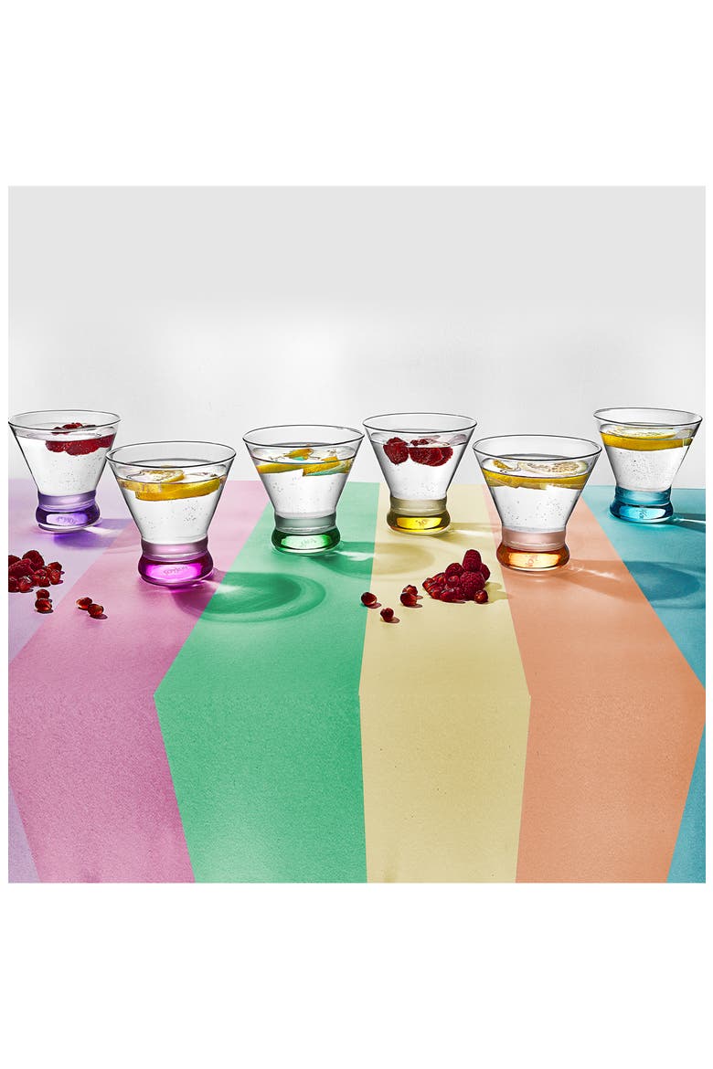 Hue Colored Stemless Martini Glass - Set of 6, Alternate, color, MULTI