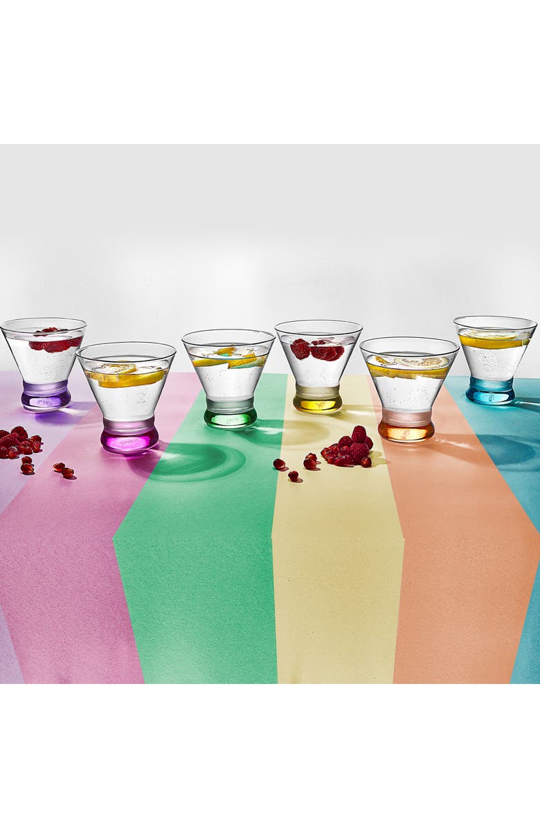 JoyJolt Hue Colored Stemless Martini Glass - Set of 6, Alternate, color, Multi