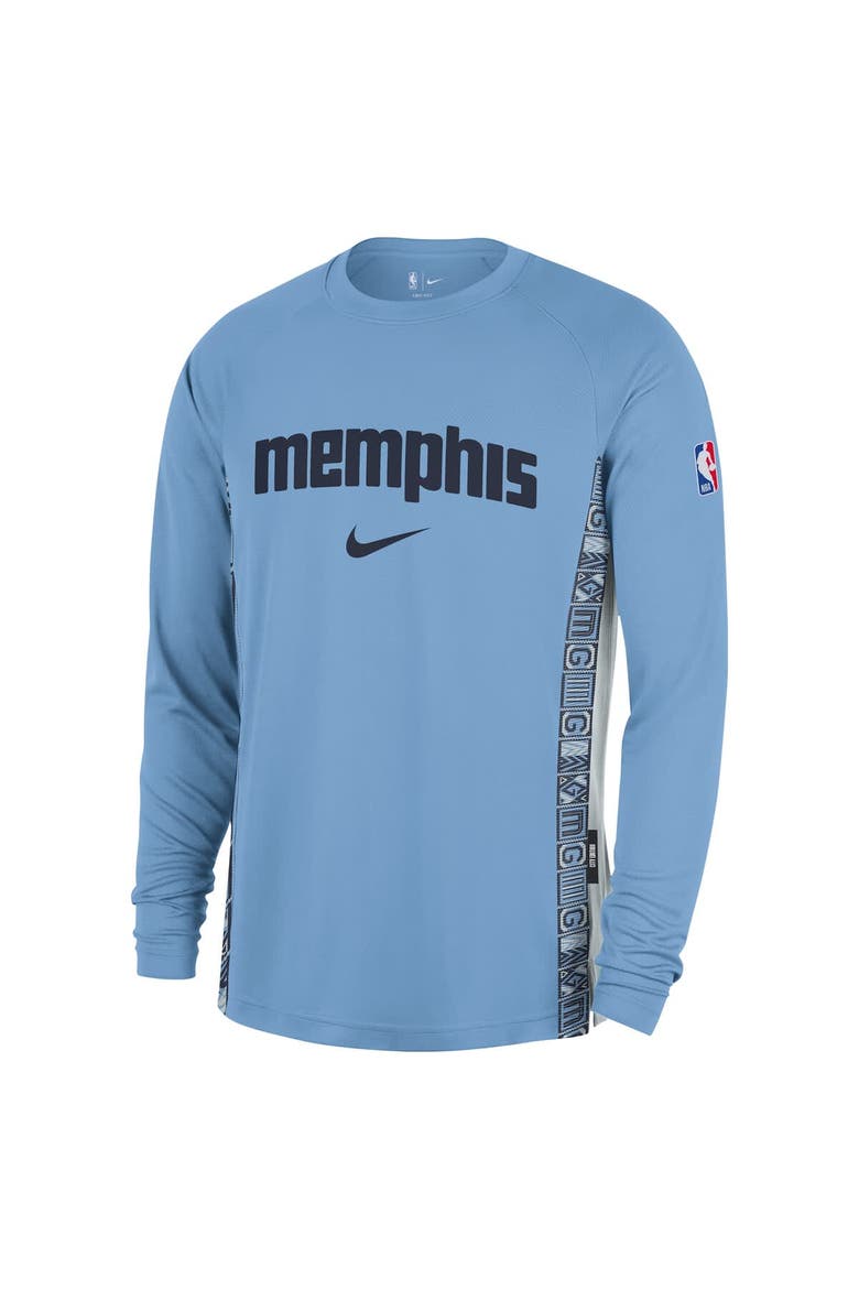 Men's Nike  Light Blue Memphis Grizzlies 2025/26 City Edition Authentic Pregame Dri-FIT Long Sleeve Shooting T-Shirt, Alternate, color, Light Blue