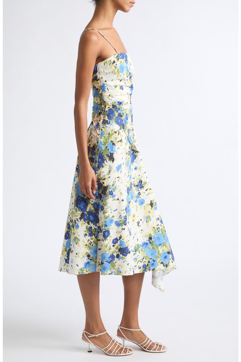 Peyton Ruched Floral Print Sleeveless Maxi Dress, Alternate, color, BUTTER/ CAPRI MULTI