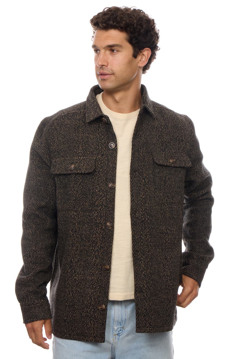 Knit Herringbone Shirt Jacket, Alternate, color, BROWN