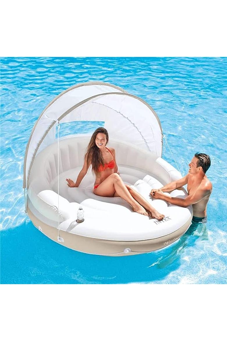 Inflatable Canopy Island Float Lounge, Alternate, color, White