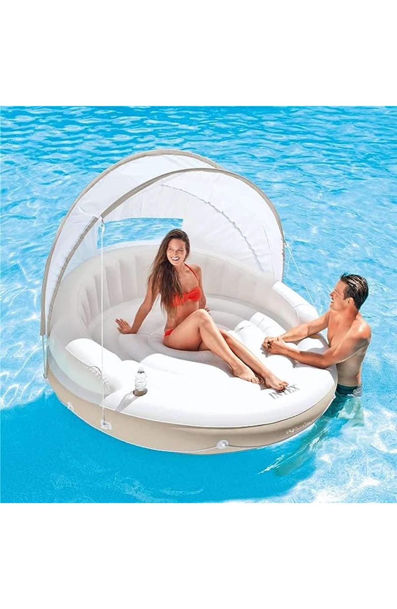 Intex Inflatable Canopy Island Float Lounge, Alternate, color, White