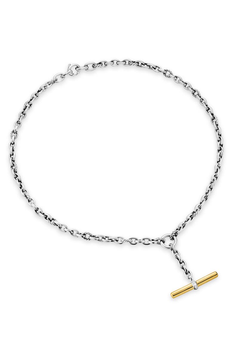 David Yurman DY<sup>®</sup> Petite Toggle Chain Necklace in Sterling Silver & 18K Yellow Gold with Diamonds, 4.5mm, Alternate, color, Diamond