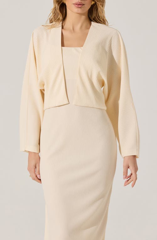 ASTR ASTR THE LABEL LONG SLEEVE SHRUG & RIBBED SWEATER DRESS SET