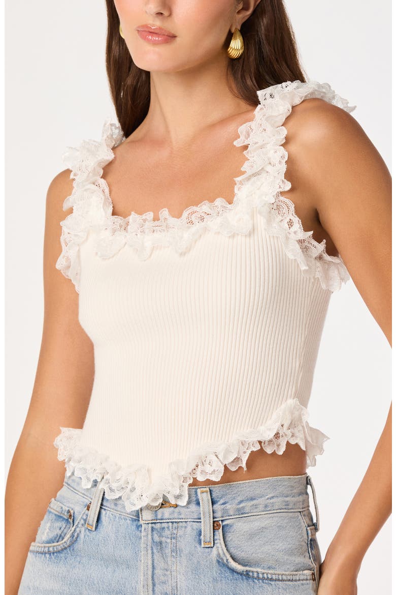 Amity Ruffle Lace Rib Tank, Alternate, color, OFF WHITE
