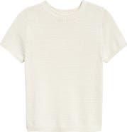 Open Edit Short Sleeve Cotton Blend Sweater