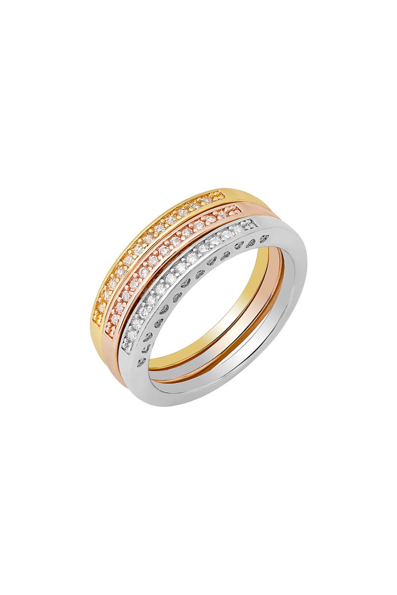 Tri-Tone Simulated Diamond Band Ring, Alternate, color, TRI-TONE