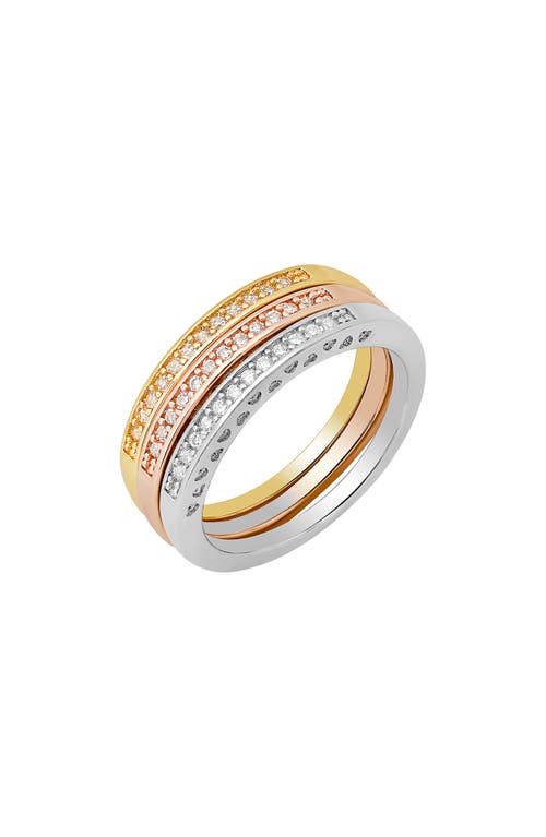 Hmy Jewelry Tri-tone Simulated Diamond Band Ring In Gold