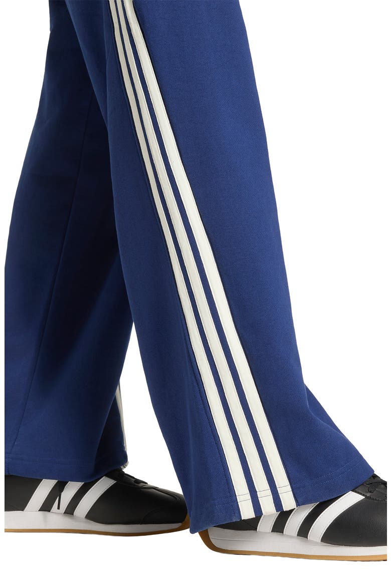 Kit 3-Stripes Wide Leg French Terry Pants, Alternate, color, DARK BLUE/ OFF WHITE