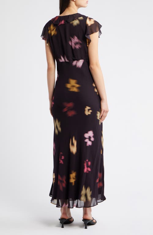 Rails Neela Blurred Floral Ruffle Maxi Dress In Black