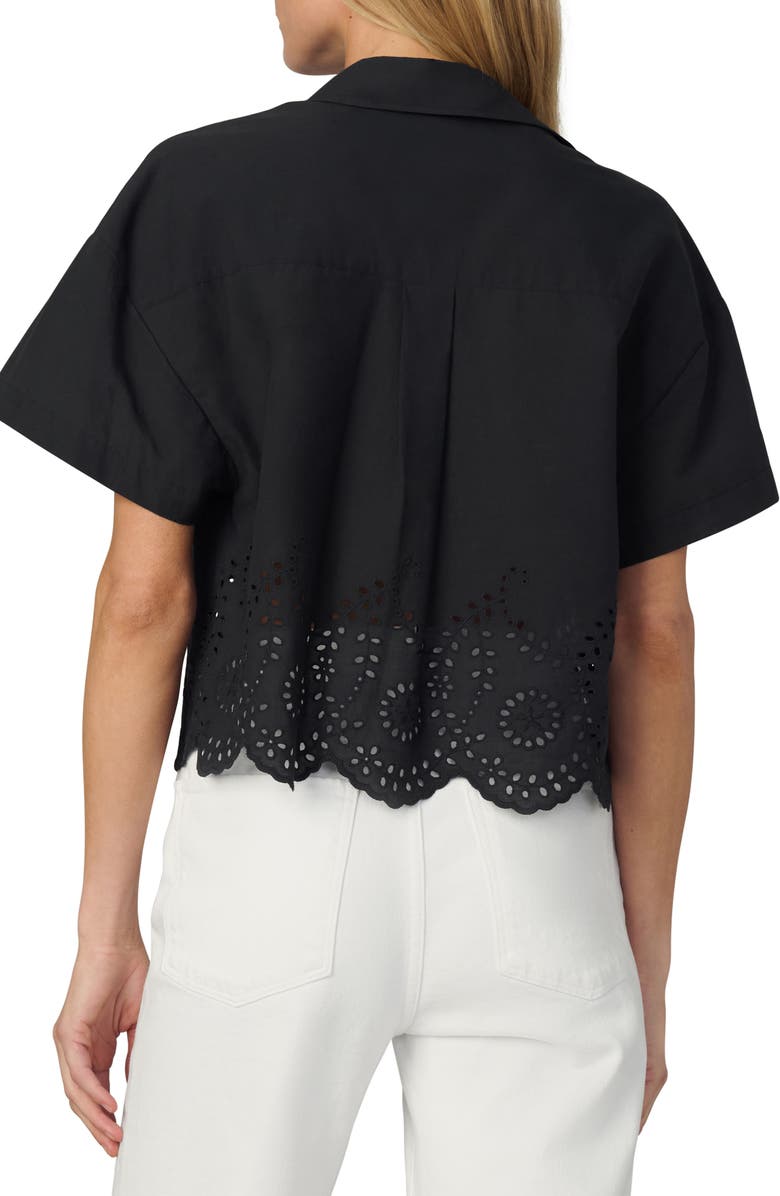 Joe's Jeans The Eyelet Short Sleeve Crop Shirt, Alternate, color, Black